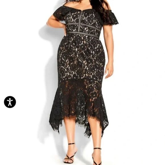 City Chic Estella FF Maxi Dress Black Size 22 - Picture 4 of 16